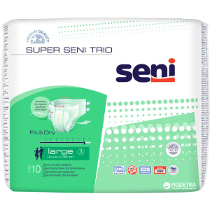 Подгузники для взрослых Seni Super Trio Large 10 шт (5900516691714) ТОП в Черкассах