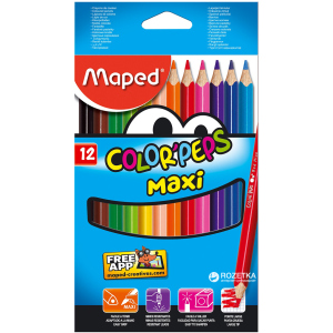 Олівці кольорові Maped Color Peps Maxi 12 кольорів (MP.834010) краща модель в Черкасах