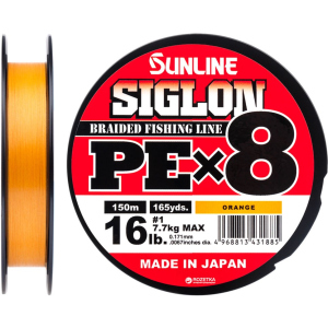 Шнур Sunline Siglon PE х8 150 м # 1.0/0.171 мм 7.7 кг Помаранчевий (16580989) в Черкасах