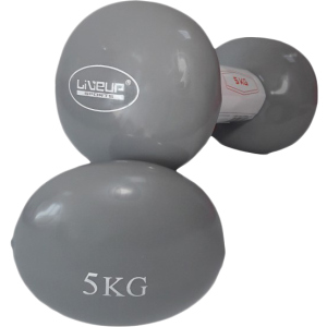 купити Гантелі LiveUp Vinyl Dumbbell EGG HEAD 5 кг пара Сірі (LS2001-5)