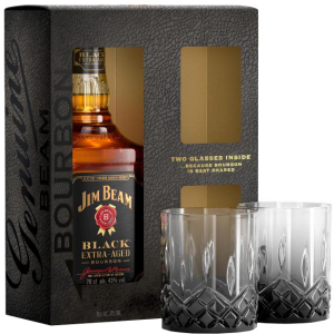 Виски Jim Beam Black Extra Aged 0.7 л 43% + 2 стакана (5060045587565_5060045588838) надежный