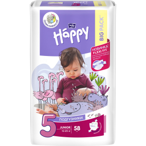 Підгузки дитячі Bella Baby Happy Junior 12-25 кг 58 шт (5900516601133) ТОП в Черкасах