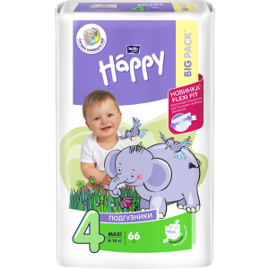 Підгузки дитячі Bella Baby Happy Green Tea 3D Maxi 8-18 кг 66 шт (5900516602888) в Черкасах