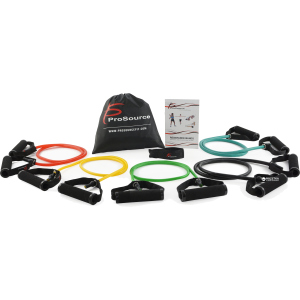 Набір ProSource Tube Resistance Bands Set із 5 трубчастих гумок-еспандерів для підтягування, турніка, фітнесу (PS-1001-gdm)