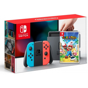 Nintendo Switch Neon Blue-Red + Игра Mario + Rabbids Kingdom Battle (русская версия) в Черкассах