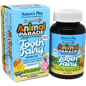 Вітаміни Natures Plus Animal Parade Tooth Fairy пробіотик для здоров'я зубів Ваніль 90 жувальних таблеток (97467299481) в Черкасах