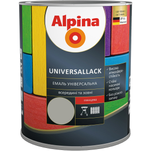 Емаль Alpina Universallack Глянцева 2.5 л Сіра (948103735)