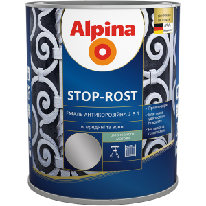 Эмаль Alpina Stop-Rost 3 в 1 Ral 9023 Шелковисто-матовая 0.75 л Серебряная (948103669)