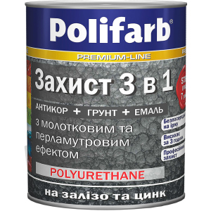 Антикорозійна емаль Polifarb Захист 3в1 з перламутровим та молотковим ефектом 2.2 кг Антрацит (PB-109164) ТОП в Черкасах