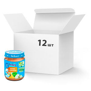 Упаковка фруктового пюре Белакт з яблук та бананів 12 банок по 100 г (4814716000232_12) ТОП в Черкасах