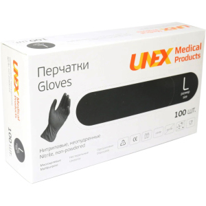 Перчатки нитриловые Unex Medical неопудренные размер L 100 шт - 50 пар Черные (4.1002) в Черкассах