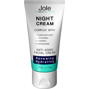 Відновлюючий нічний крем Jole Renuwing Night Cream з гіалуроновою кислотою, комплексом пептидів та керамідів 50 мл (4820243881022) в Черкасах