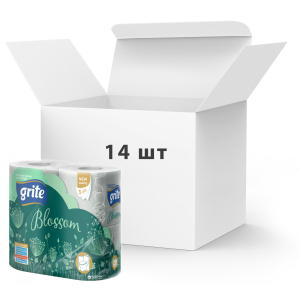 Упаковка туалетного паперу Grite Blossom 150 відривів 3 шари 4 рулони 14 шт (4770023348743) ТОП в Черкасах