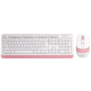 Комплект (клавіатура, миша) бездротовий A4Tech FG1010 White/Pink USB в Черкасах