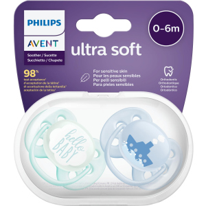 Пустышка Philips AVENT Ultra Soft для мальчиков 0-6 мес 2 шт (SCF222/01)