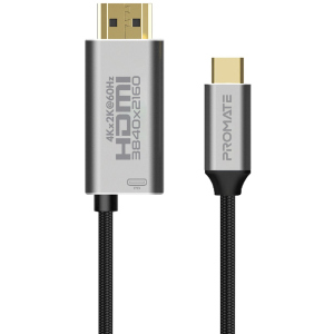 Кабель Promate HDMI-PD60 USB-C/HDMI 4K 60Hz 1.8 м Grey (hdmi-pd60.grey) лучшая модель в Черкассах