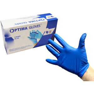 Перчатки медицинские нитриловые смотровые Optima Gloves нестерильные неопудренные L 50 пар Синие (52-108) ТОП в Черкассах