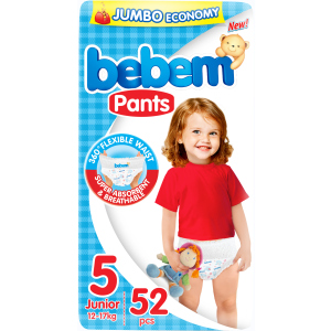 Підгузки-трусики Bebem Jumbo 5 junior 12-17 кг 52 шт (6224009614905)