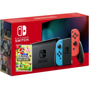 купить Nintendo Switch Neon Blue-Red (Upgraded version) + Игра New Super Mario Bros. U Deluxe (русская версия)