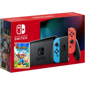 Nintendo Switch Neon Blue-Red (Upgraded version) + Гра Mario + Rabbids Kingdom Battle (російська версія)