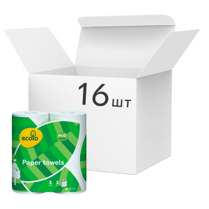 Упаковка бумажных полотенец Ecolo Белые 45 отрыва 2 слоя 16 шт х 2 рулона (4820023747227)