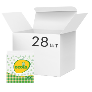 Упаковка серветок сервірувальних Ecolo 1 шар 24х24 см 100 шт Білі 28 пачок (4820202890270) в Черкасах