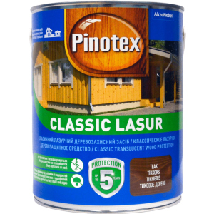 Лазурь Pinotex Classic Lasur - матовая алкидная пропитка для дерева, лазурная, с декоративным эффектом, бесцветная, BC, 3 л (5308843) ТОП в Черкассах