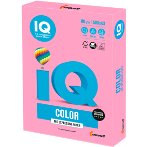 Бумага офисная IQ Color PI25 A3 80 г/м2 500 листов Розовая (9003974400273) в Черкассах