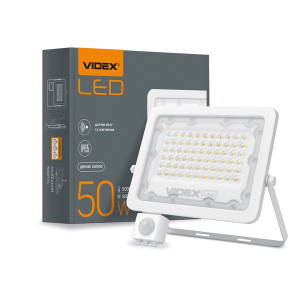 LED прожектор VIDEX F2e 50W 5000K з датчиком руху та освітленості в Черкасах