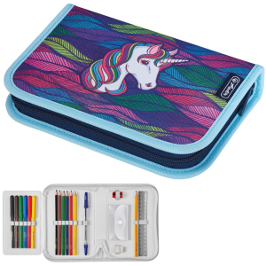 Пенал з наповненням 19 предметів Herlitz Rainbow Unicorn Райдужний Єдиноріг (50032891U) ТОП в Черкасах