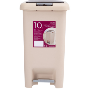 Ведро для мусора MVM с крышкой и педалью BIN-01 10л Бежевое (BIN-01 10L BEIGE) в Черкассах