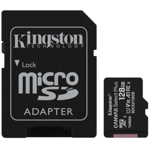 Kingston microSDXC 128GB Canvas Select Plus Class 10 UHS-I U1 V10 A1 + SD-адаптер (SDCS2/128GB) ТОП в Черкасах