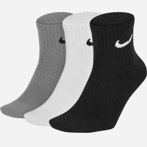 Шкарпетки Nike U Nk Everyday Ltwt Ankle 3Pr SX7677-901 42-46 (L) 3 пари Чорний/Білий/Сірий (888407239175) ТОП в Черкасах