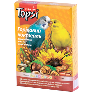 Упаковка корму для дрібних та середніх папуг Topsi Горіховий коктейль 550 г 16 шт (14820122208237) краща модель в Черкасах