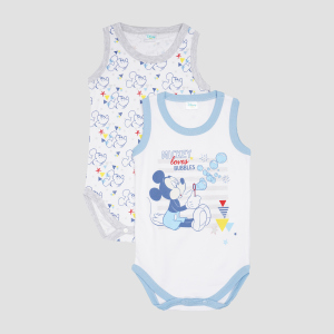 Боді-майка Disney Mickey Mouse MC13888 62-68 см 2 шт Біла з блакитним (8691109721747) краща модель в Черкасах