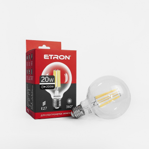 LED лампа ETRON Filament 1-EFP-172 G95 E27 20W 4200K clear glass в Черкасах