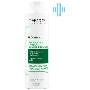 Кератолитический шампунь Vichy Dercos PSOlution Kerato-Reducing Treating Shampoo для кожи головы с проявлениями шелушение и зуд 200 мл (3337875787222)