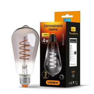 LED лампа VIDEX Filament ST64FGD 4W E27 2100K диммерная графит лучшая модель в Черкассах