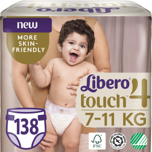 Підгузки Libero Touch 4 7-11 кг одноразові 138 шт (7322541430690) краща модель в Черкасах
