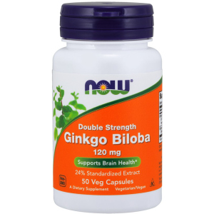 Натуральна добавка Now Foods Гінкго Білоба, Ginkgo Biloba, Double Strength, 120 мг, 50 капсул (733739046826) краща модель в Черкасах