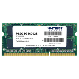 Оперативная память Patriot SODIMM DDR3 1600 MHz 8Gb (PSD38G16002S) ТОП в Черкассах