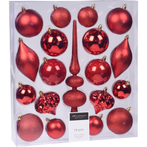 Набор елочных игрушек Christmas Decoration 19 штук Красный (CAN214920) лучшая модель в Черкассах