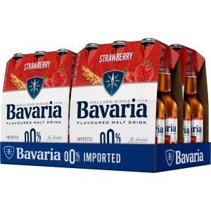 купить Упаковка напитка солодового газированного безалкогольного Bavaria malt Strawberry светлое фильтрованное 0% 0.33 л х 24 шт (8714800027885)