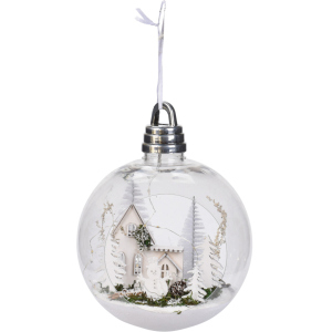 Ялинкова куля Christmas Decoration 20 см з підсвічуванням (CAA115200_білі ялинки) краща модель в Черкасах