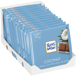 Упаковка молочного шоколаду Ritter Sport з начинкою кокосово-молочний крем 12 шт х 100 г (4000417298607) краща модель в Черкасах