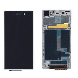 Матриця з тачскрином (модуль) для Sony Xperia Z1 C6902 чорний з білою рамкою High Copy