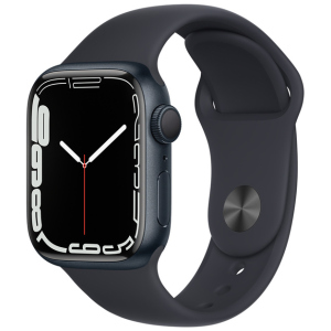 Смарт-часы Apple Watch Series 7 GPS 41mm Midnight Aluminium Case with Black Sport Band (MKMX3UL/A) лучшая модель в Черкассах