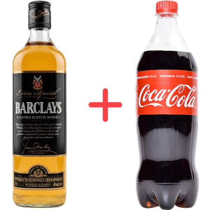 Віскі Barclays Blended 0.7 л 40%+ Безалкогольний напій Coca-Cola 1 л (5010852000900) в Черкасах