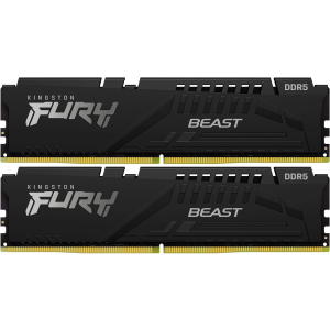 Оперативная память Kingston Fury DDR5-4800 32768MB PC5-38400 (Kit of 2x16384) Beast Black (KF548C38BBK2-32) лучшая модель в Черкассах