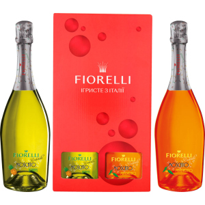 Подарунковий набір ігристих коктейлів Fiorelli Moscato Ananas золотистий солодкий 0.75 л 6.5% + Fiorelli Moscato Mandarino помаранчевий солодкий 0.75 л 6.5% (733102570255)